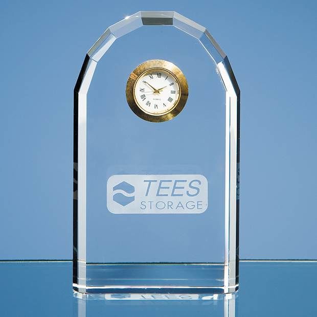 DY22 - 13cm Optical Crystal Bevelled Arch Clock