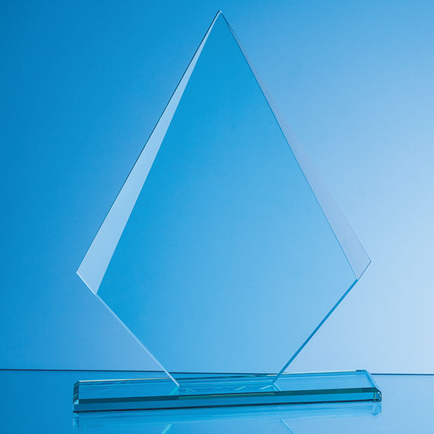 FC258 - 23.5cm x 17cm x 12mm Jade Glass Facetted Diamond Award
