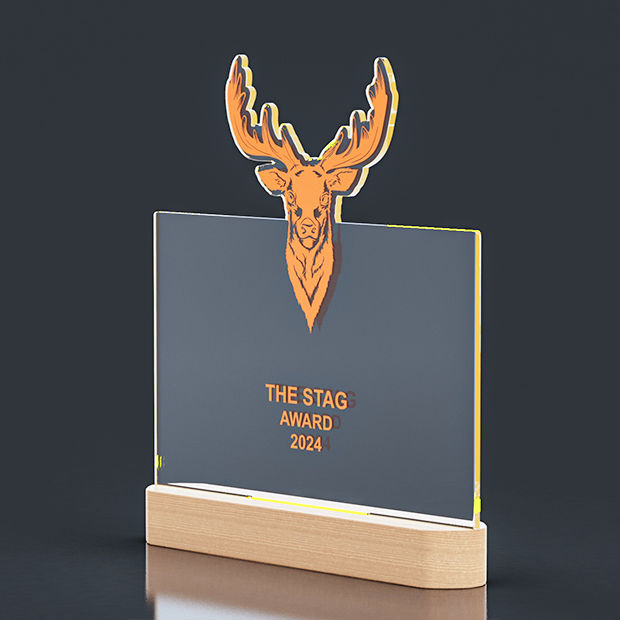 LED110 - multi colour LED wooden base 240 x 30 x 45mm with clear acrylic 240 x 240 x 5mm