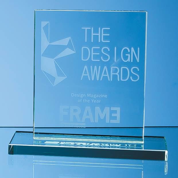 R35 - 15cm x 12.5cm x 12mm Jade Glass Rectangle Award