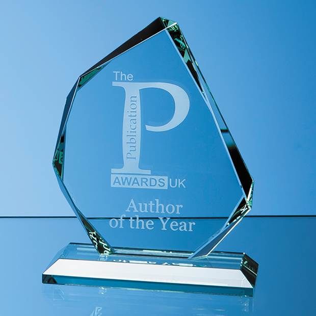 R66 - 11.5cm x 9.5cm x 15mm Jade Glass Facetted Ice Peak Award