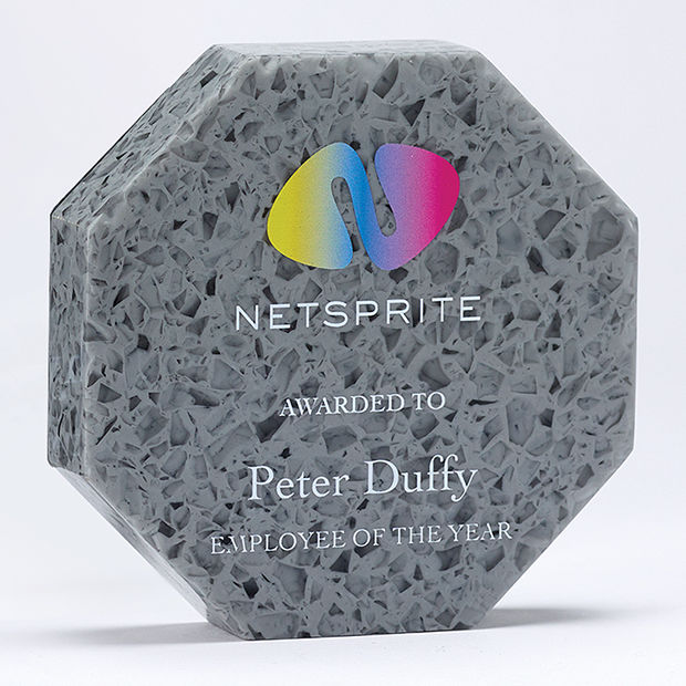 RE07 - 15cm x 15cm x 2.5cm 100 Recycled Acrylic Octagon Award