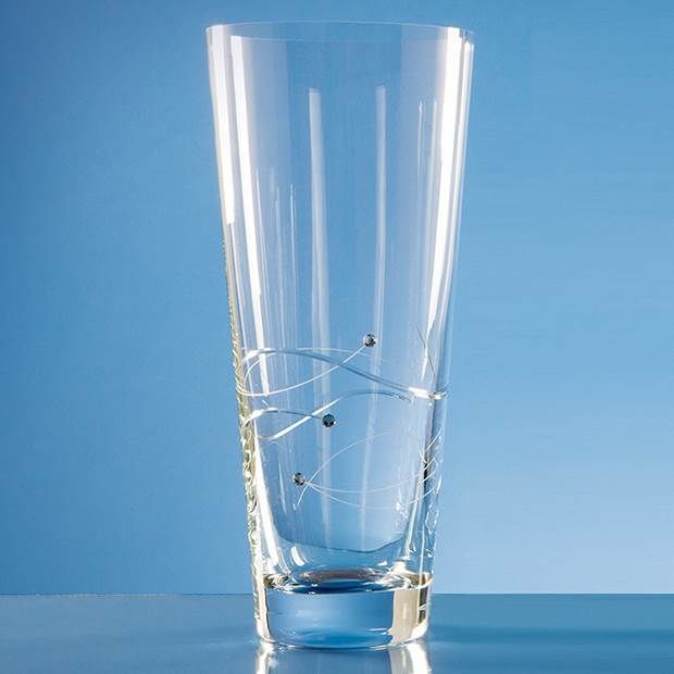 SL230 - 30cm Diamante Conical Vase with Spiral Design Cutting