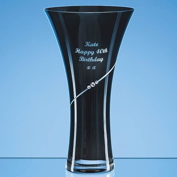 SL557 - 25cm Onyx Black Diamante Trumpet Vase