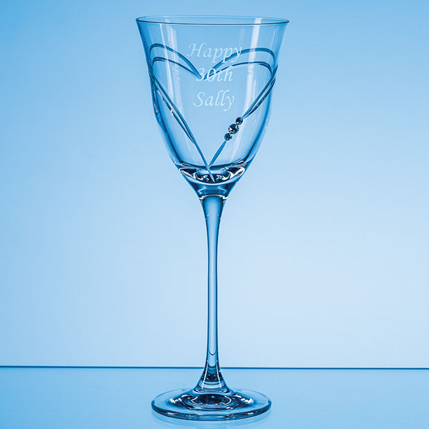 SL820 - 310ml Beloved Heart Diamante Red Wine Glass