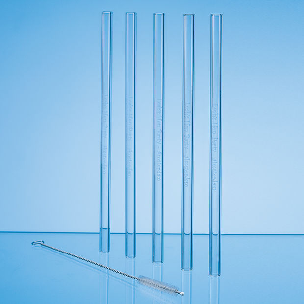STL33 - Set of 6 Glass Drinking Straws & Cleaning Brush