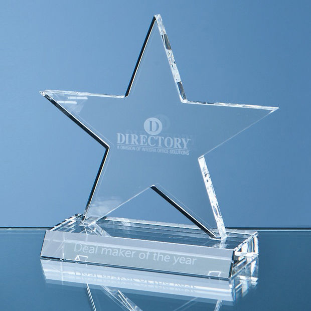 SY1061 - 11cm Optical Crystal 5 Pointed Star on Base Award