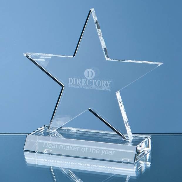 SY1062 - 13cm Optical Crystal 5 Pointed Star on Base Award