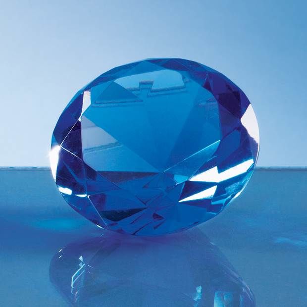 SY4014 - 6cm Optical Crystal Blue Diamond Paperweight