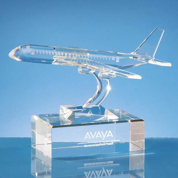 SY4044 - 21.5cm Optical Crystal Airplane Award
