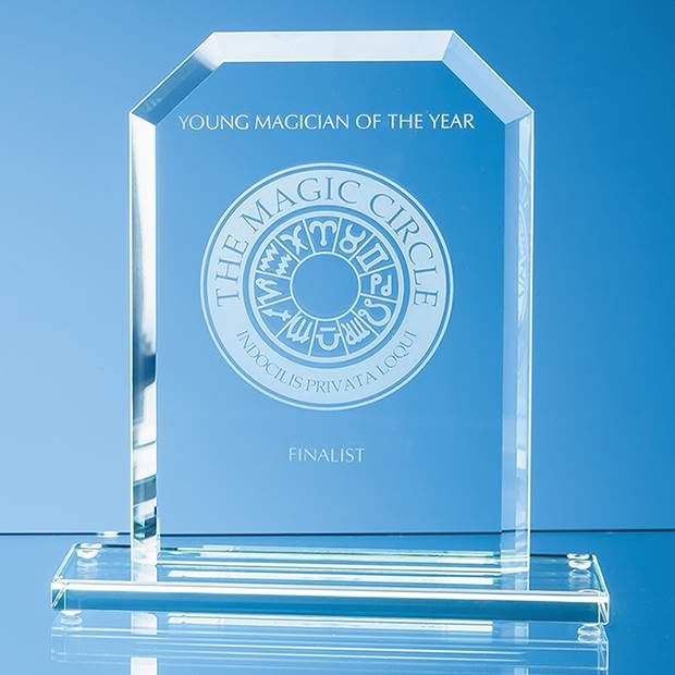 TL35 - 15cm x 9.5cm x 12mm Jade Glass Bevelled Edge Honour Award