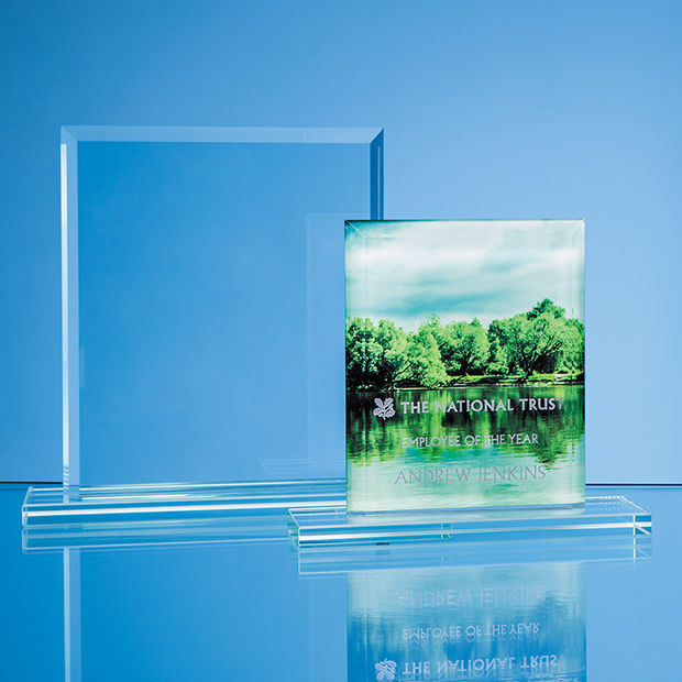 TL45 - 15cm x 12.5cm x 12mm Jade Glass Bevelled Edge Rectangle Award