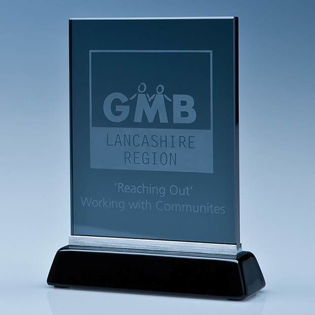 TZ3711 - 14cm x 10.5cm x 10mm Smoked Glass Rectangle on a Black Base