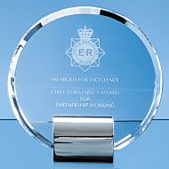 SY2007 - 17.5cm Optical Crystal Circle mounted on a Chrome Stand