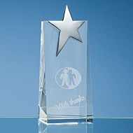 SY2045 - 17.5cm Optical Crystal Rectangle with Silver Star
