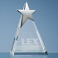 SY2050 - 20cm Optical Crystal Triangle Award with Silver Star