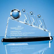 SY5104 - 32cm Optical Crystal Slope Teamwork Award Mounted on an Onyx Black Crystal Base