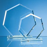 TL31 - 22.5cm x 22.5cm x 1cm Jade Glass Bevelled Edge Heptagon Award
