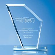 TL42 - 19.5cm x 16.5cm x 1cm Jade Glass Bevelled Edge Wing Award