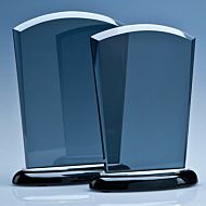 TZ3673 - 18cm x 14cm x 10mm Smoked Glass Arch on a Black Piano Finish Base