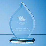 VGJ67112 - 19cm x 13.5cm x 12mm Jade Glass Flame Award