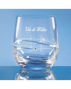 SL222 - Single Diamante Whisky Tumbler with Spiral Design Cutting