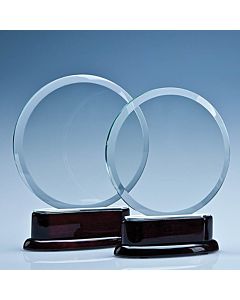 TZ5017 - 15.5cm x 10mm Crystal Circle on a Rosewood Piano Finish Base