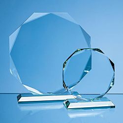 R80 - 19cm x 19cm x 15mm Jade Glass Facetted Octagon Award