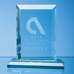 VGJ1171 - 18cm x 13cm x 19mm Jade Glass Mitred Rectangle Award