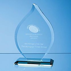 VGJ67112 - 19cm x 13.5cm x 12mm Jade Glass Flame Award